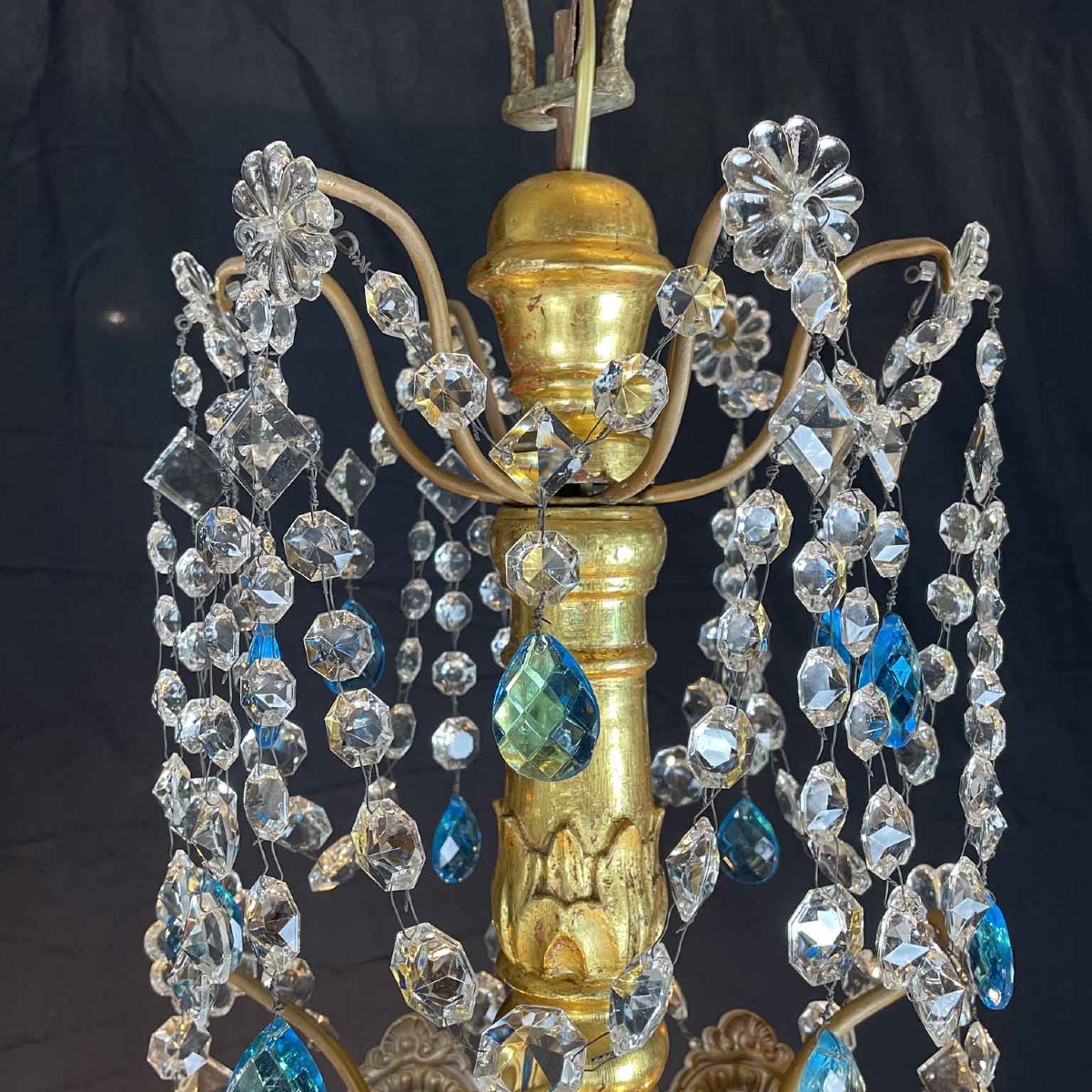 18th Century Italian Genoese Chandelier Empire Giltwood Crystal Twelve Light -photo-5