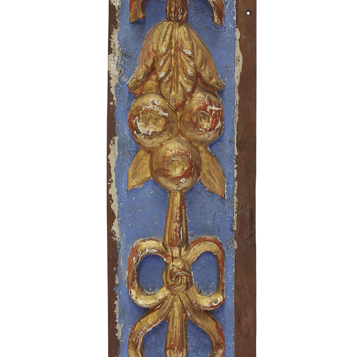 Paire De Frises  Bois Sculpté Laqué Bleu Clair Et Or Italie Fin 18ème-photo-1