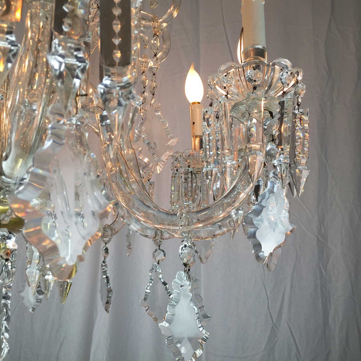 Lustre Italien En Cristal De Bohême à 12 Bras 1950-photo-3