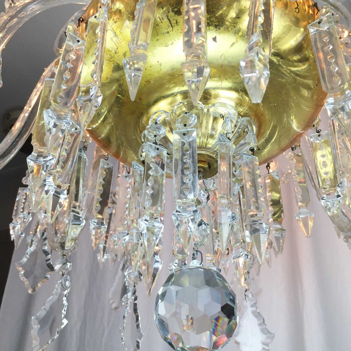 Lustre Italien En Cristal De Bohême à 12 Bras 1950-photo-4