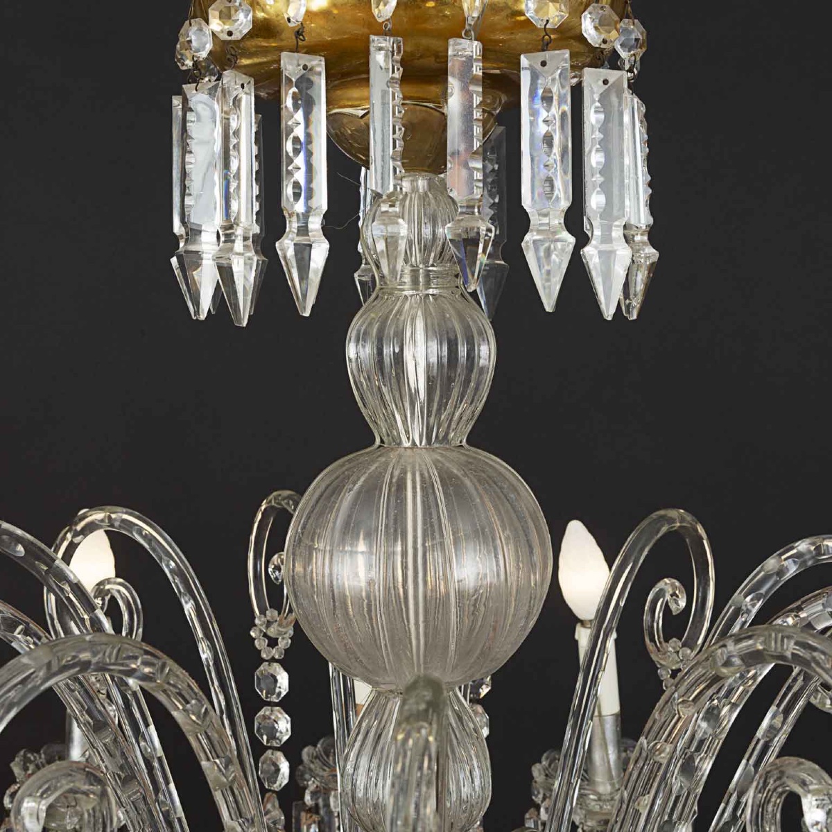 Lustre Italien En Cristal De Bohême à 12 Bras 1950-photo-1