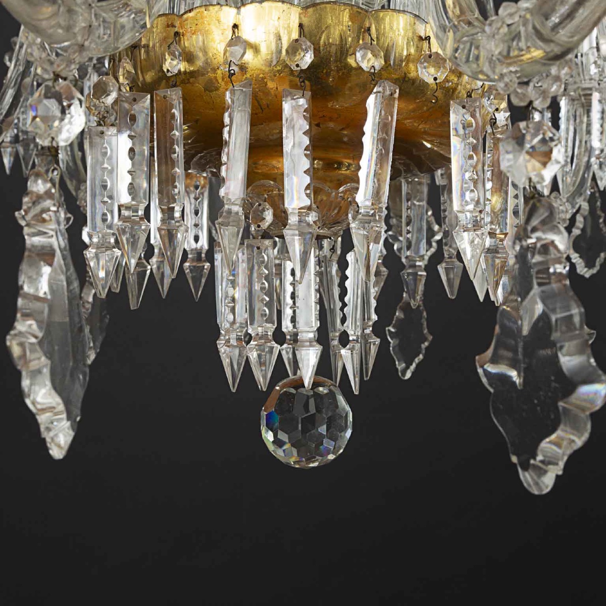 Lustre Italien En Cristal De Bohême à 12 Bras 1950-photo-3
