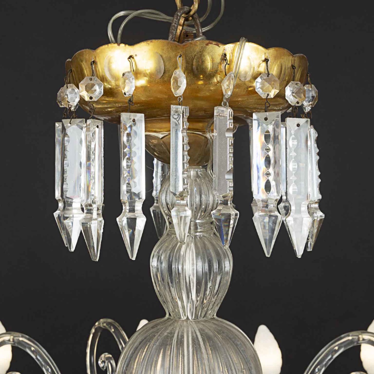 Lustre Italien En Cristal De Bohême à 12 Bras 1950-photo-4