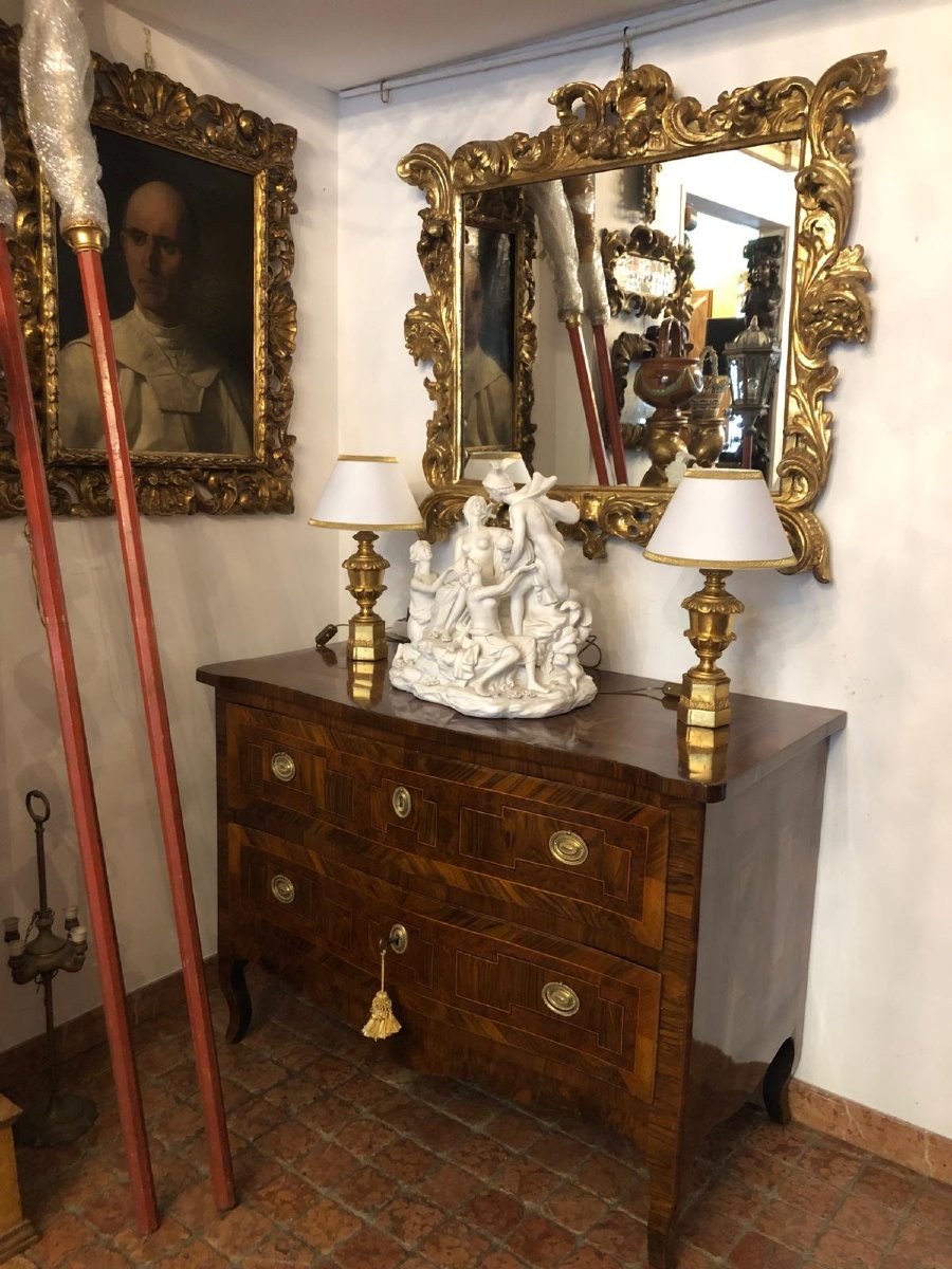 Paire de Lampes de Table Italiennes Empire  en Bois Sculpté et Doré XIXe siècle-photo-3