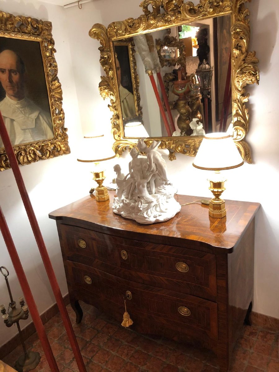 Paire de Lampes de Table Italiennes Empire  en Bois Sculpté et Doré XIXe siècle-photo-4