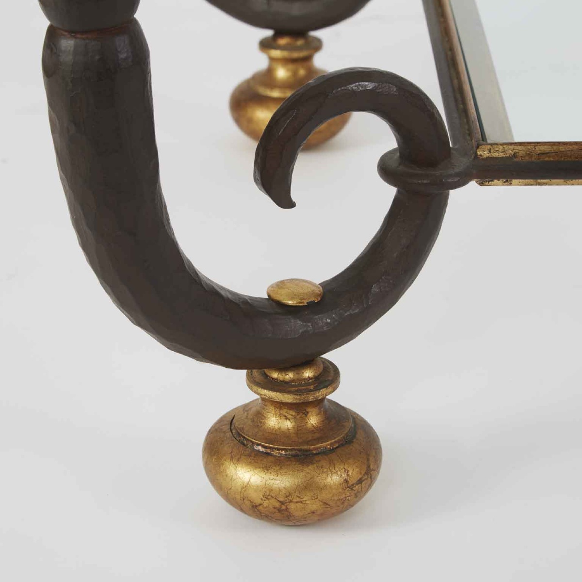 Italian Florentine Crystal And Forged Gilt Iron Rectangular Coffee Table By Banci 1980s-photo-2