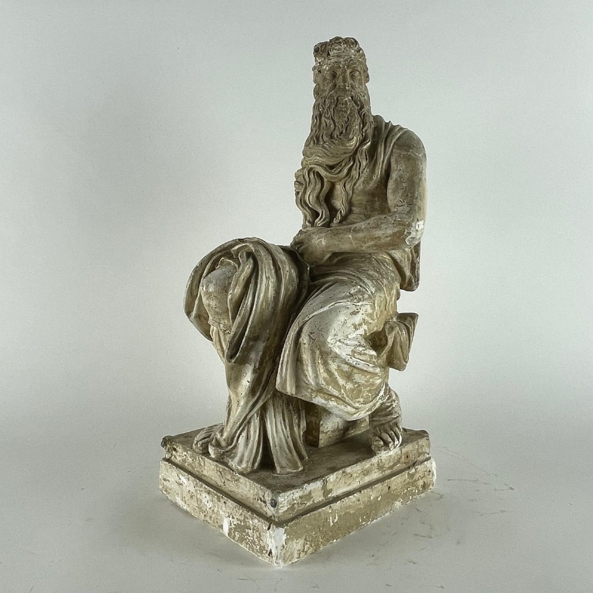 Italian Plaster Moses Sculpture After Michelangelo 20th Century-photo-4