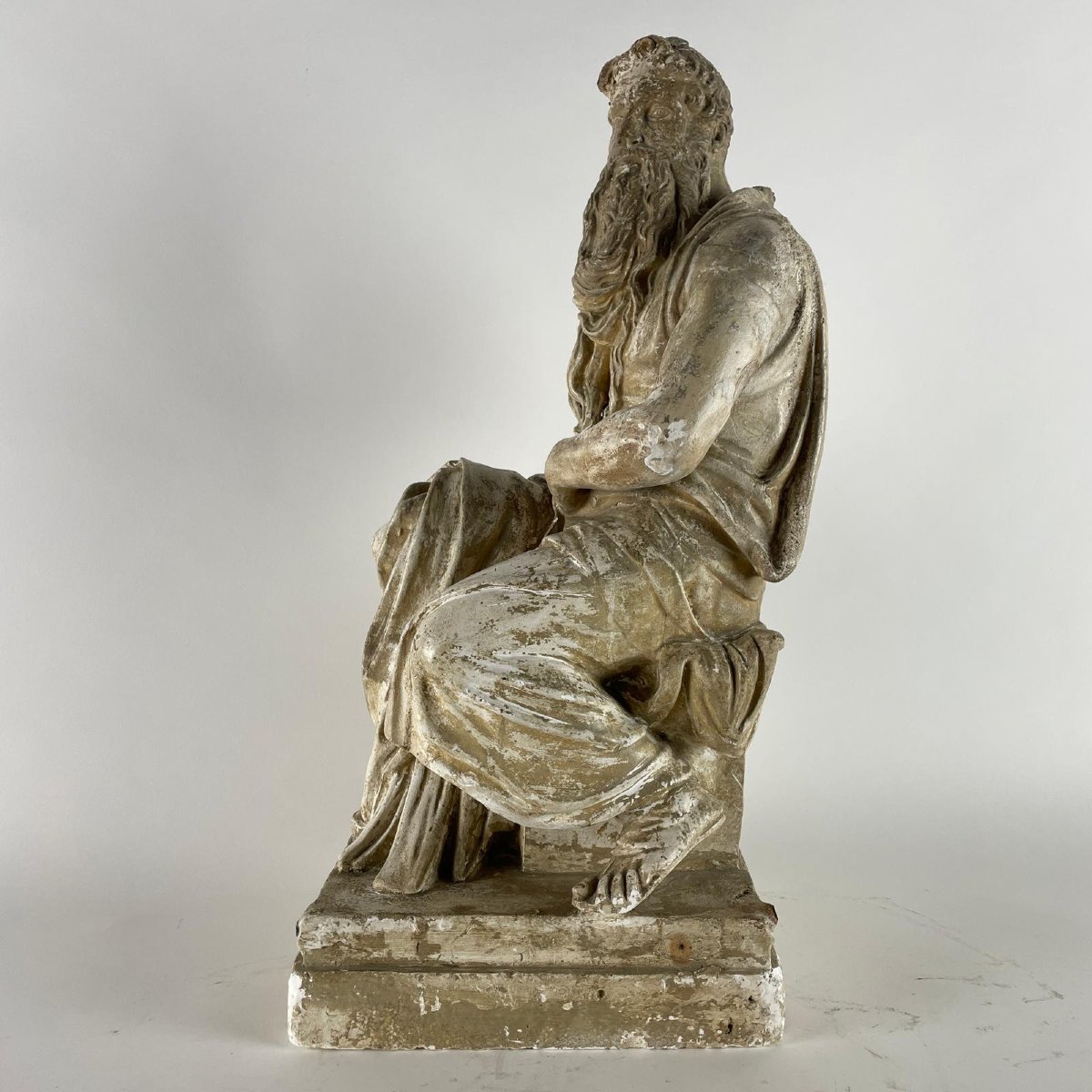 Italian Plaster Moses Sculpture After Michelangelo 20th Century-photo-7