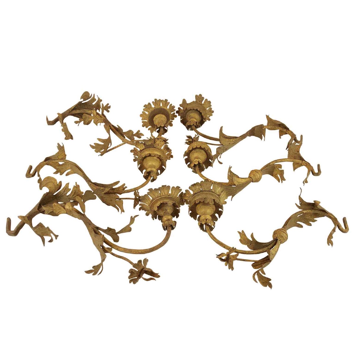 Italian 18th Century Set Of Six Gilt Iron Arms Suitable As Wall Lights-photo-2