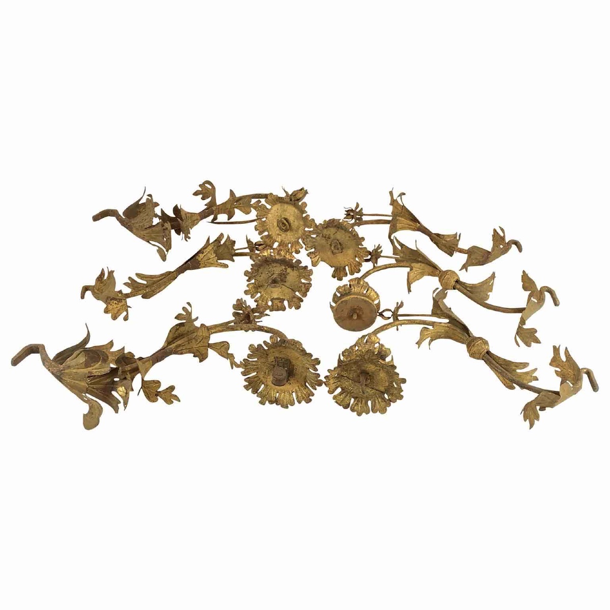 Italian 18th Century Set Of Six Gilt Iron Arms Suitable As Wall Lights-photo-3