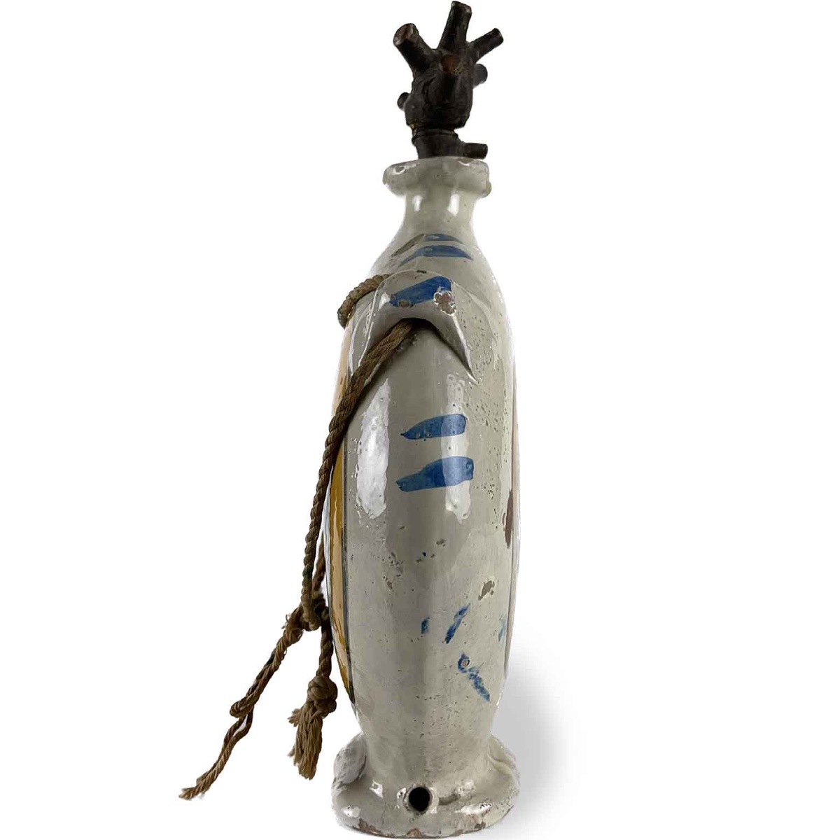 19th Century Italian Terracotta Moon Flask Italian Faience Pilgrim Bottle -photo-1