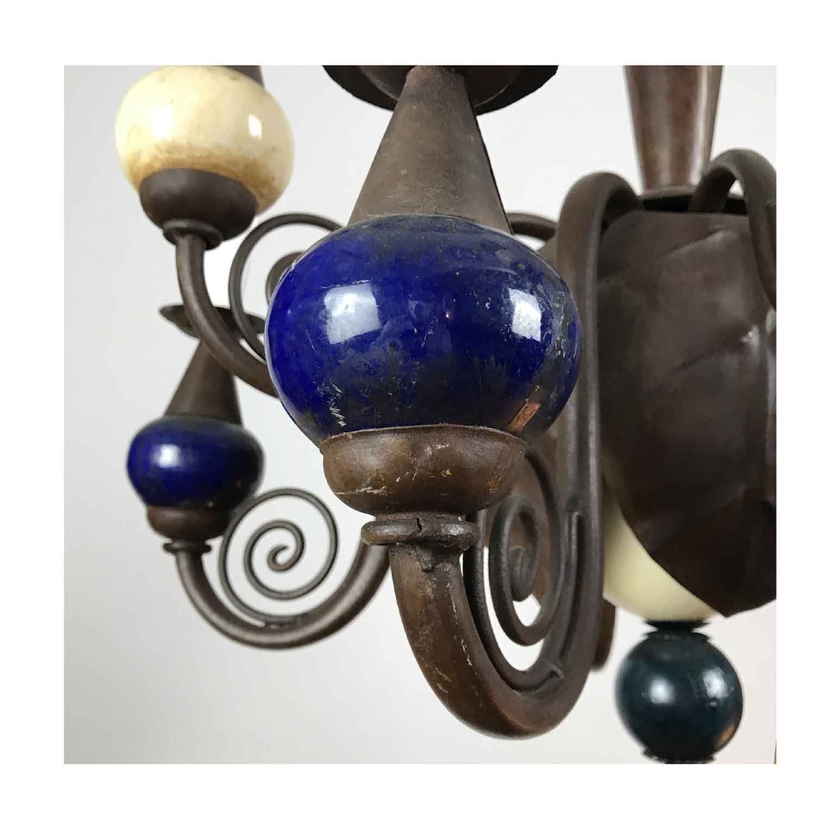 Antique Rustic Wrought Iron And Ostrich Eggshell Two Tier Ten-light Chandelier-photo-1