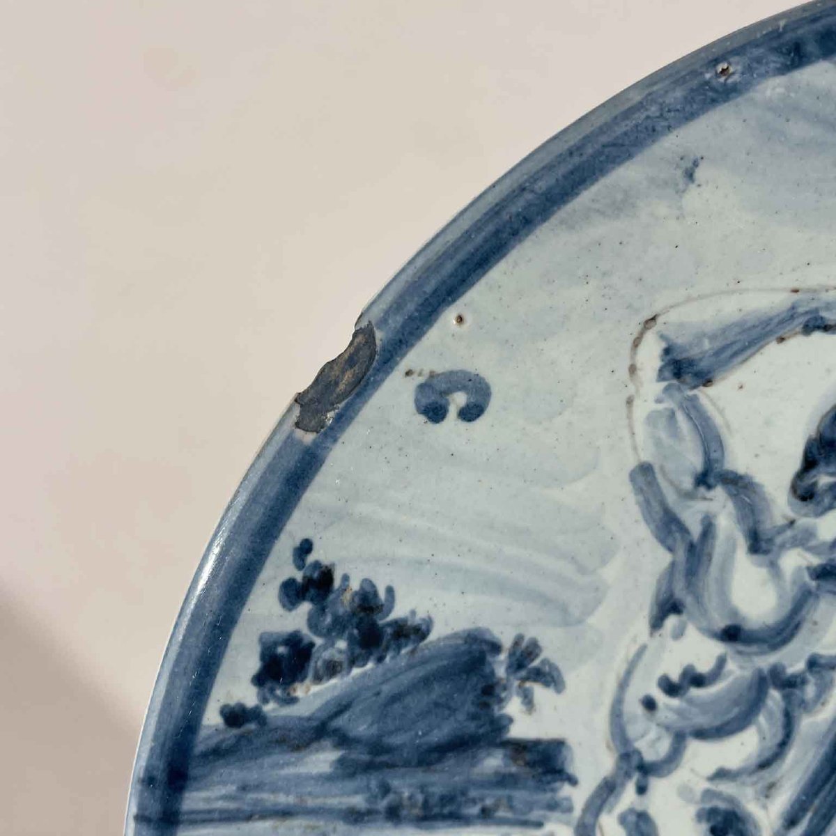 Savona Majolica Plate With Blue And White Decoration-photo-1