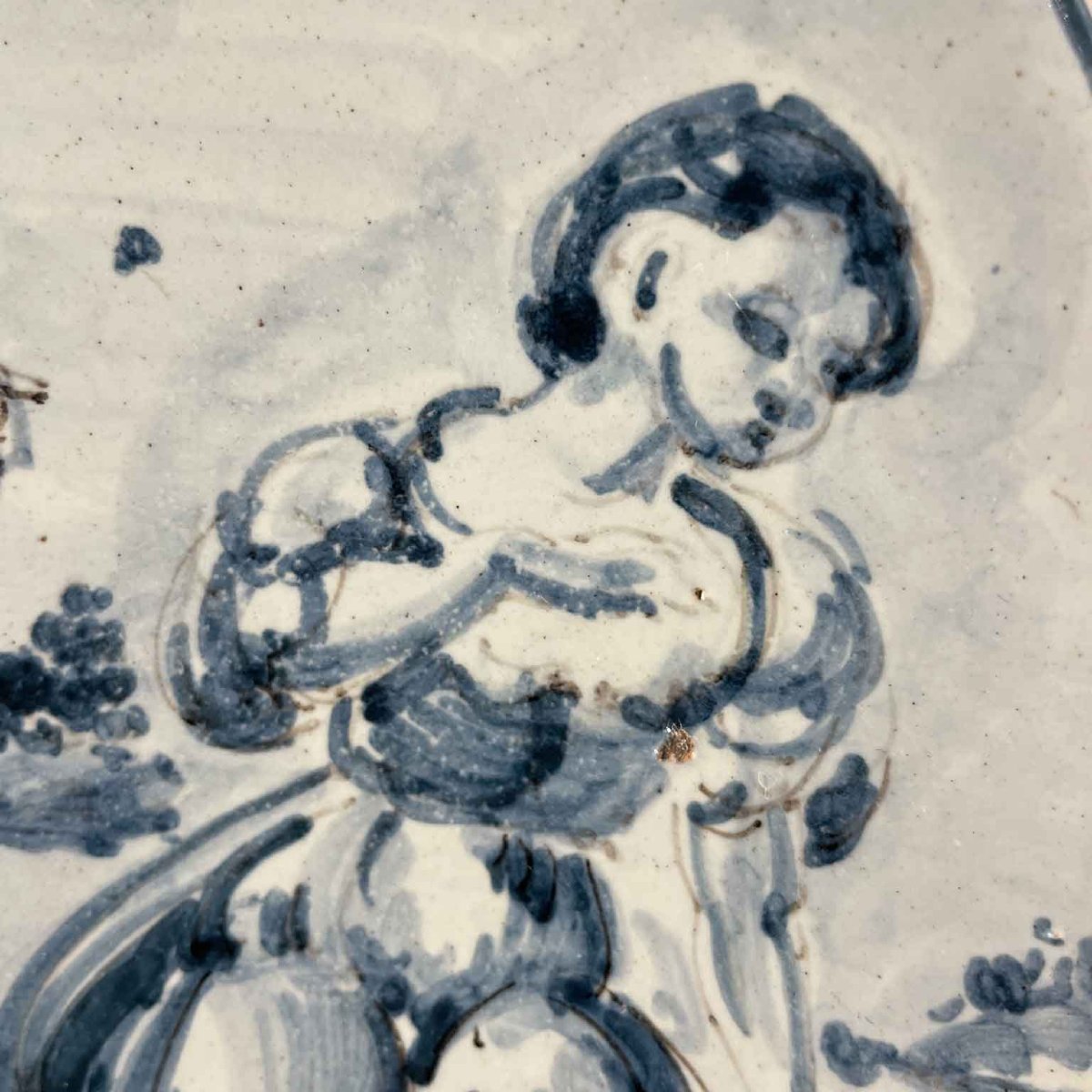 Savona Majolica Plate With Blue And White Decoration-photo-2