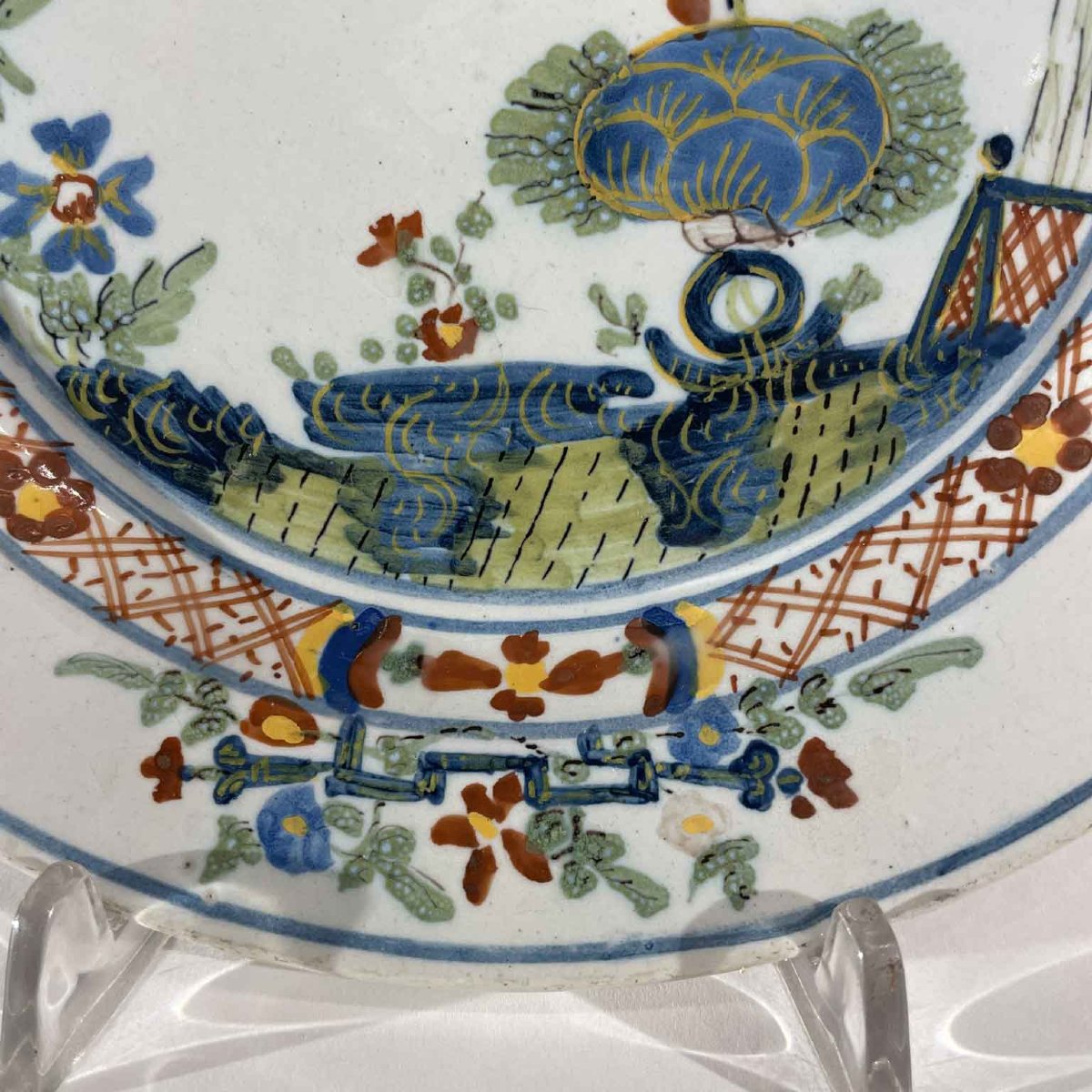 Pair Of Majolica Plates With Carnation Decoration Manufactured By Ferniani Faenza-photo-4