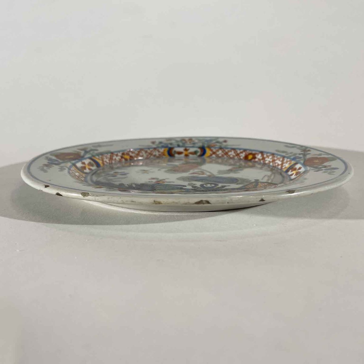 Pair Of Majolica Plates With Carnation Decoration Manufactured By Ferniani Faenza-photo-2