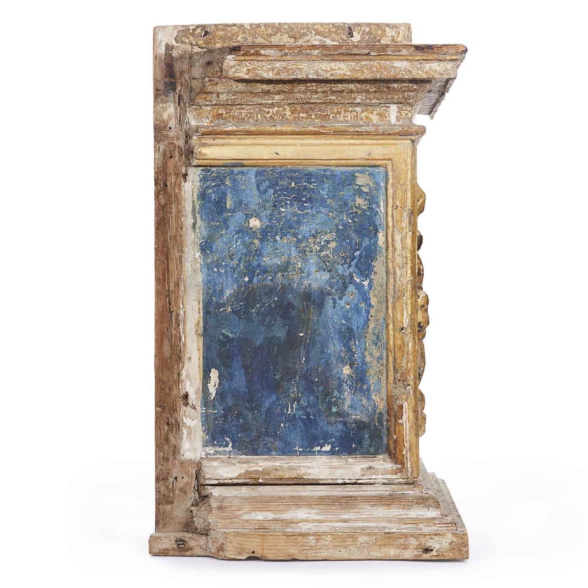 17th Century Italian Baroque Architectural Bases Carved Giltwood Elements Pair-photo-4