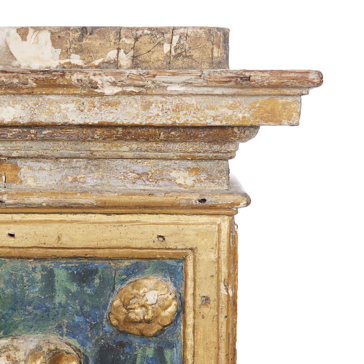 17th Century Italian Baroque Architectural Bases Carved Giltwood Elements Pair-photo-2