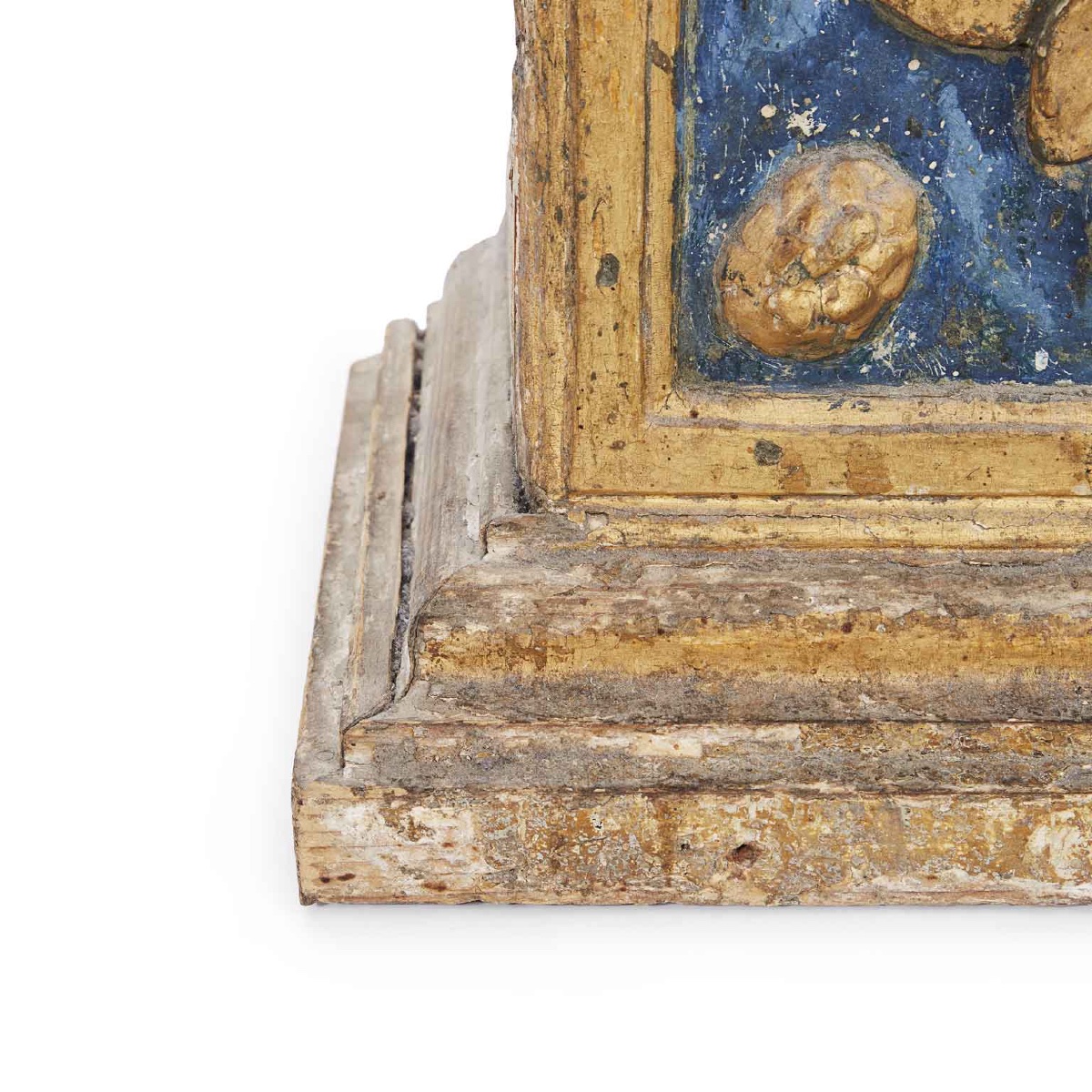 17th Century Italian Baroque Architectural Bases Carved Giltwood Elements Pair-photo-5