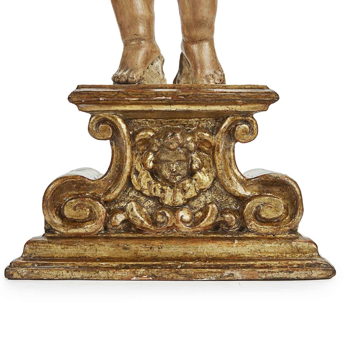 Paire d'Ange Sur Un Socle Sculpté 18ème-photo-4