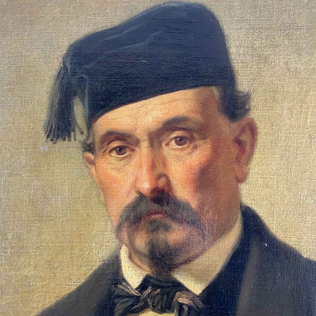 Gentleman With Bracco Dog 1868 Italian Neoclassical Portrait By Penuti Giuseppe-photo-2