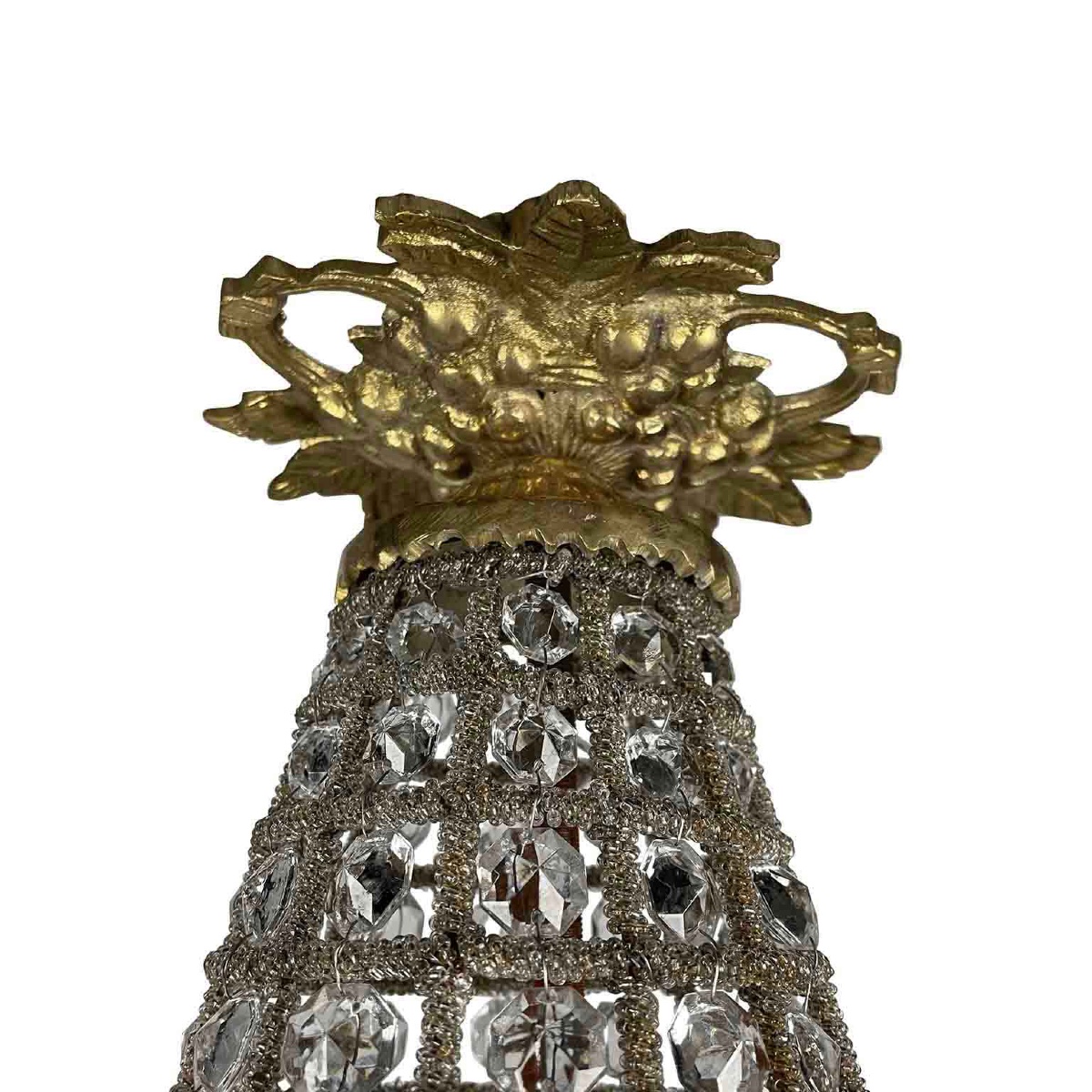 20th Century Beaded Crystal Basket Chandelier -photo-3