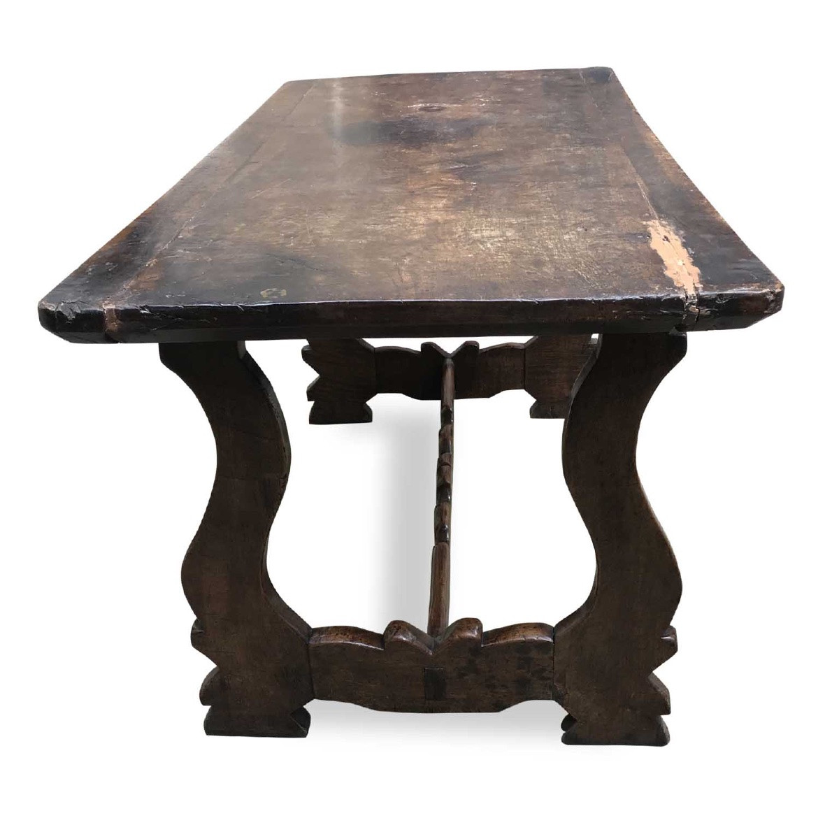 18th Century Italian Walnut Fratino Table With Lyre Legs-photo-3