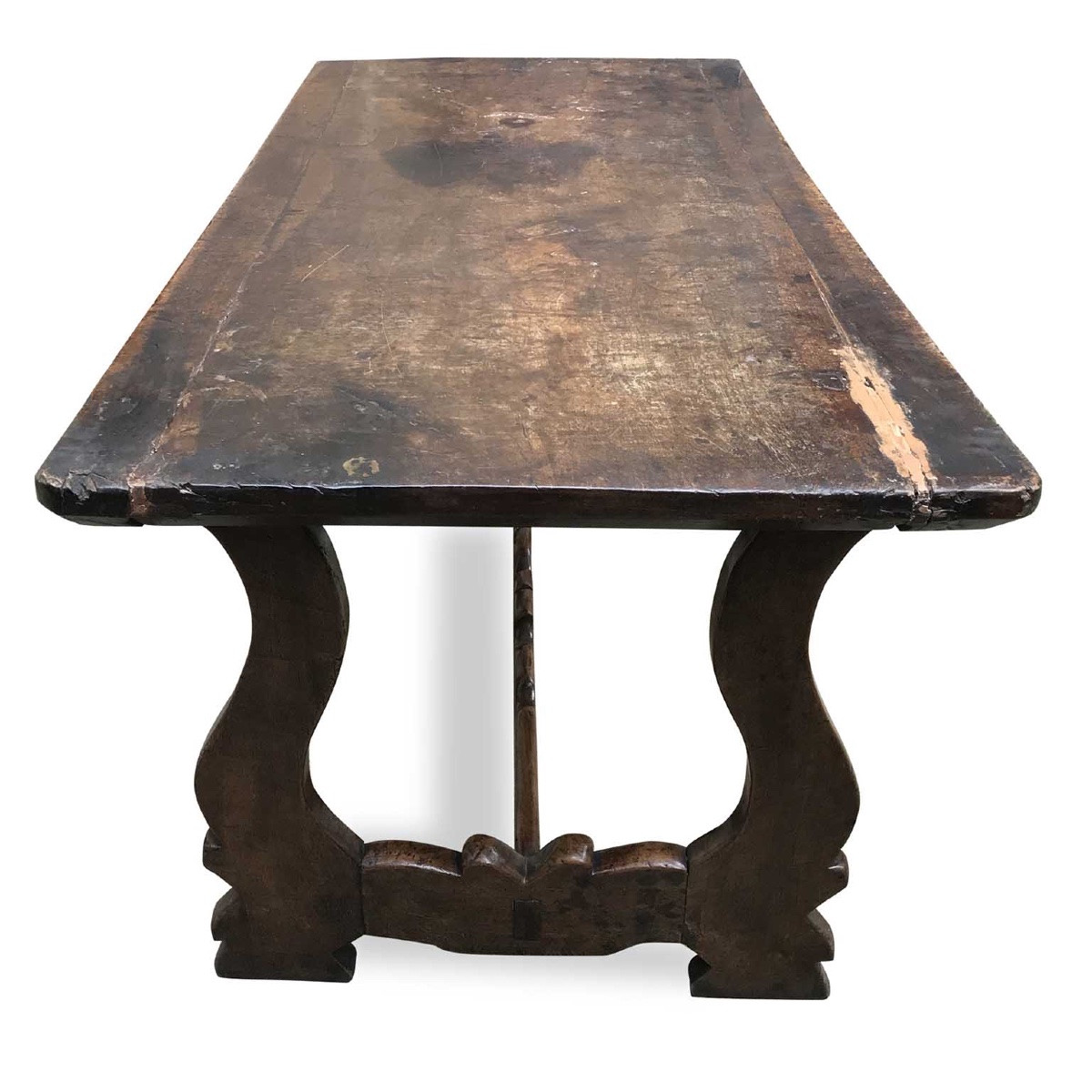18th Century Italian Walnut Fratino Table With Lyre Legs-photo-4