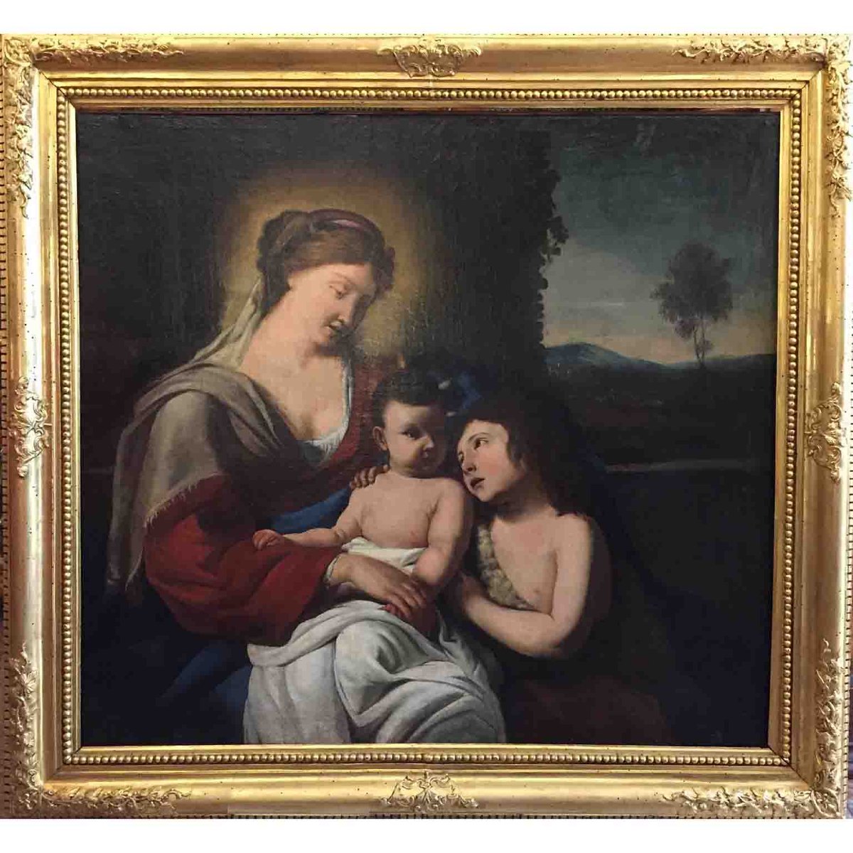 Vierge à l'Enfant Et Saint Jean  17ème École italienne-photo-2