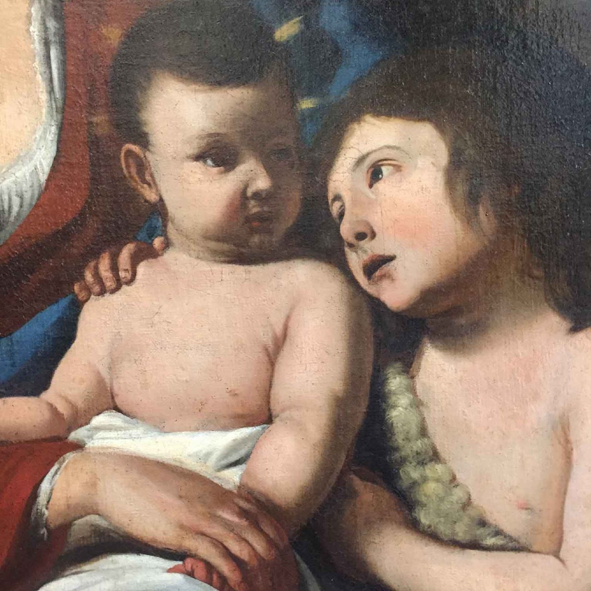 Vierge à l'Enfant Et Saint Jean  17ème École italienne-photo-3