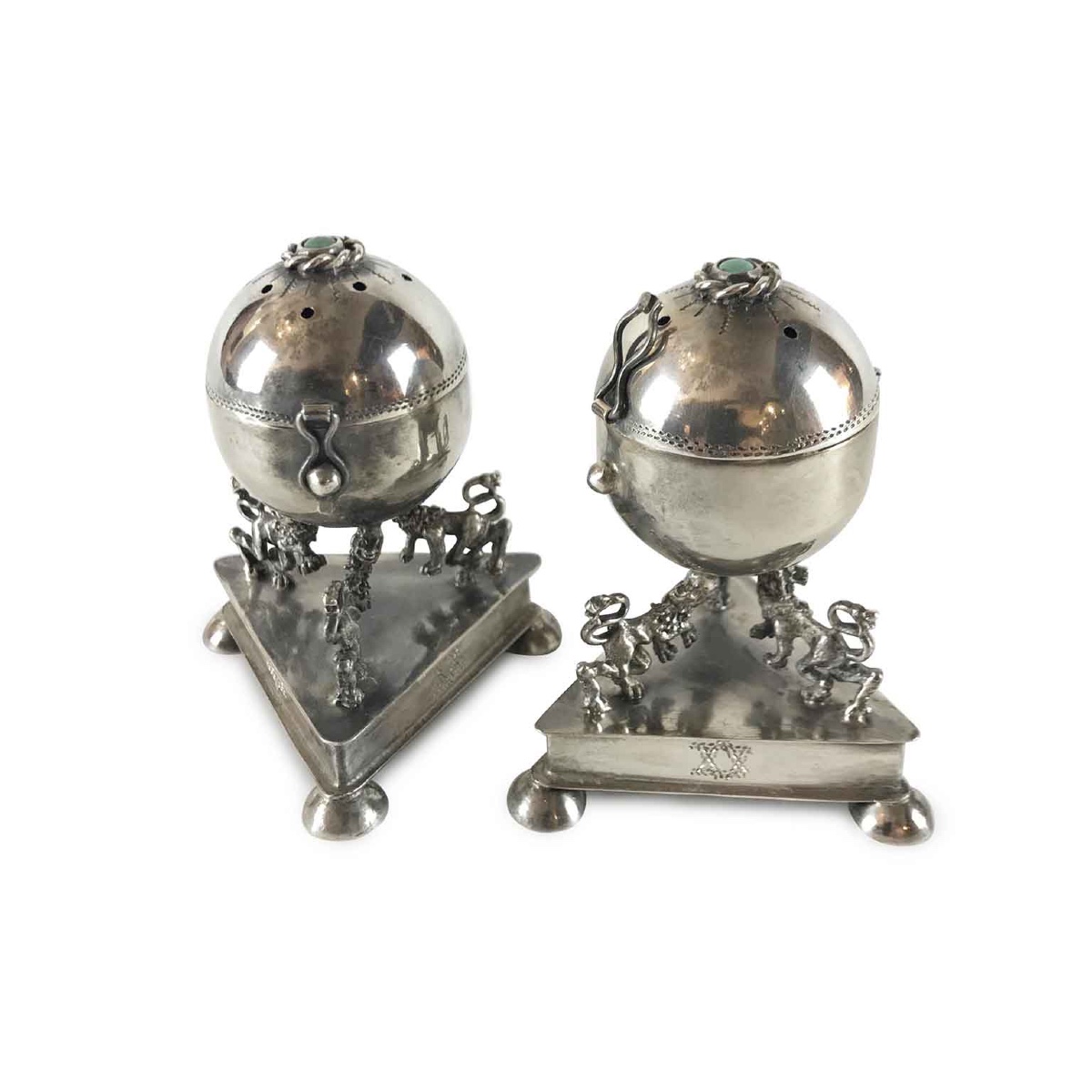 Pair Of Circular Silver Besamins