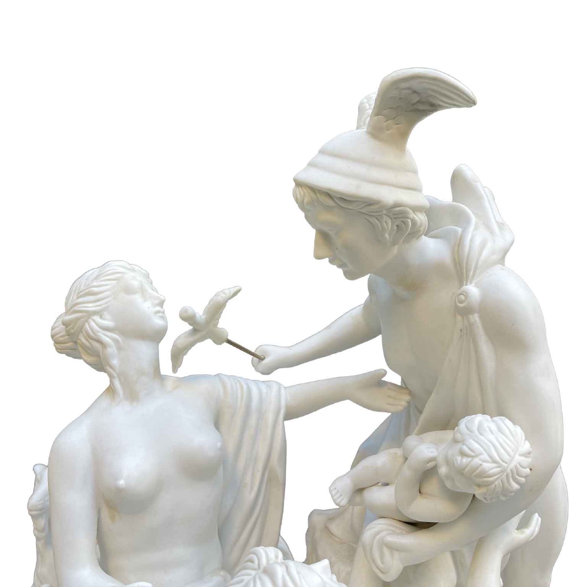 White Porcelain Biscuit Italian Centerpiece 20th Century Mythological Sculptural Group -photo-3