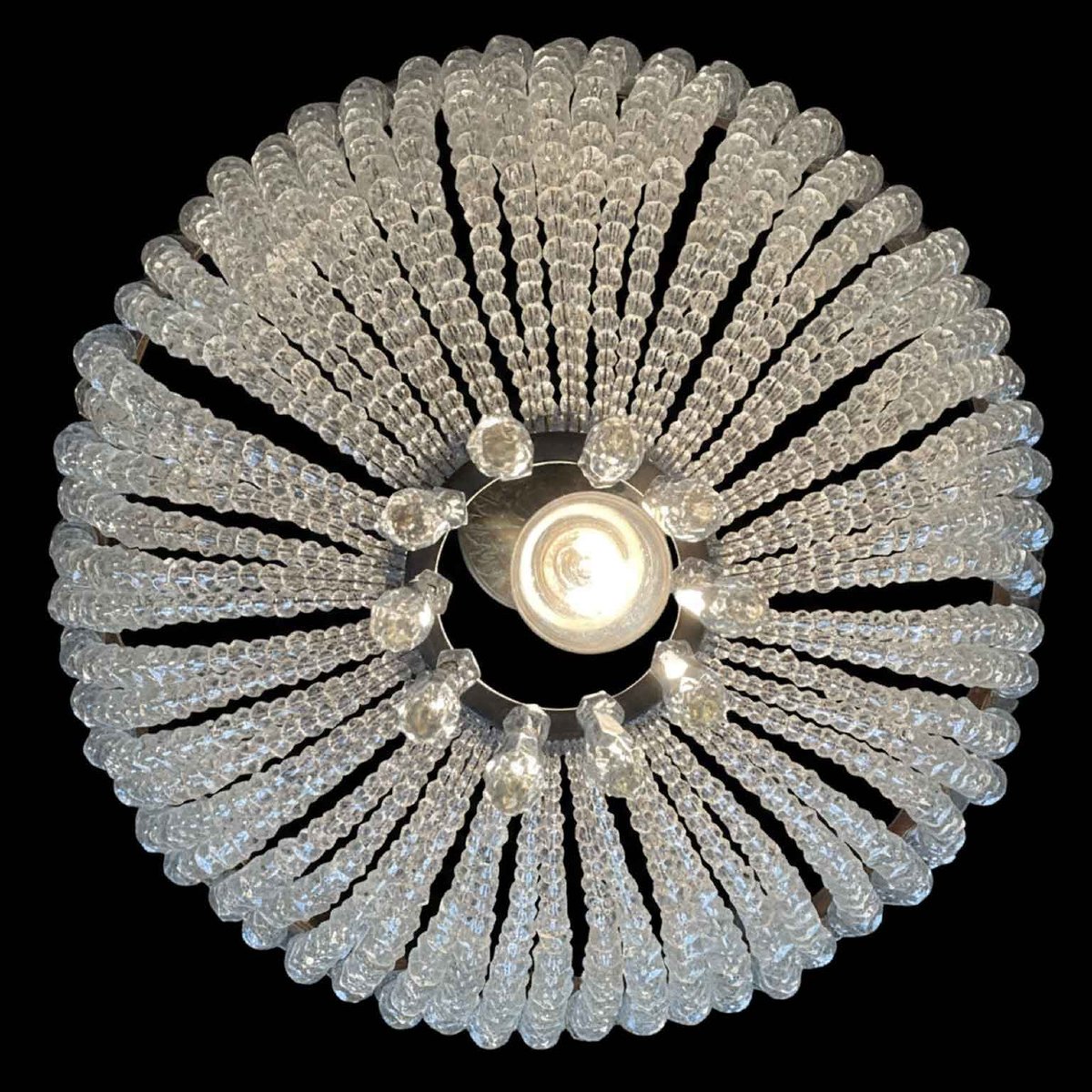 Antique French Crystal And Gilt Brass Chandelier 1930s-photo-3