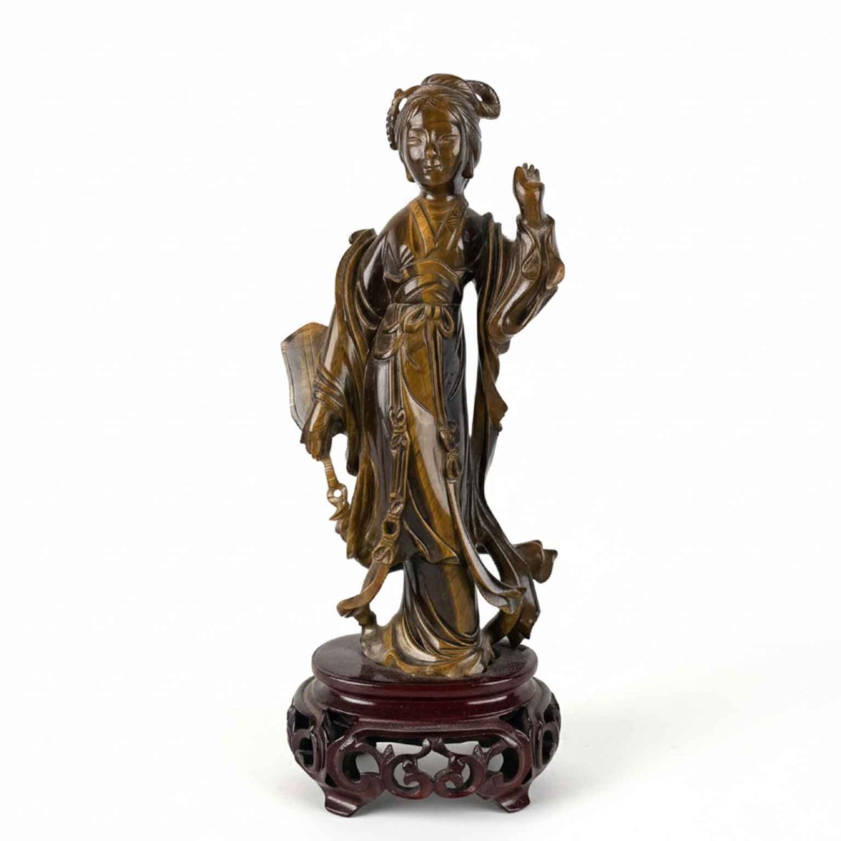 Figure de femme chinoise en œil-de-tigre, vers 1960