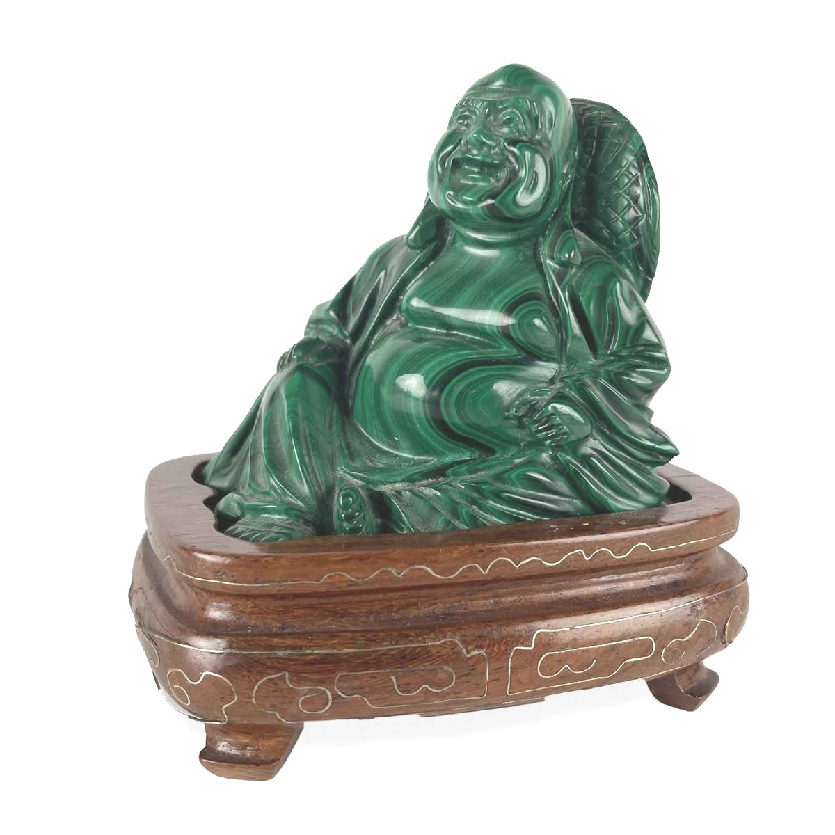 Bouddha rieur assis en malachite Chine, vers 1950