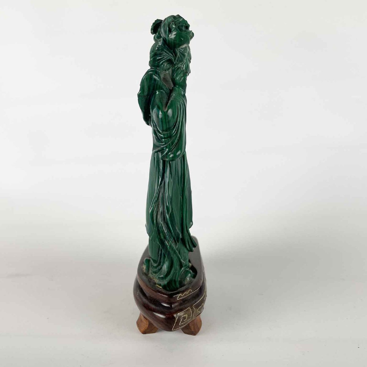 Chinese Woman Figure In Malachite With Flowers-photo-2