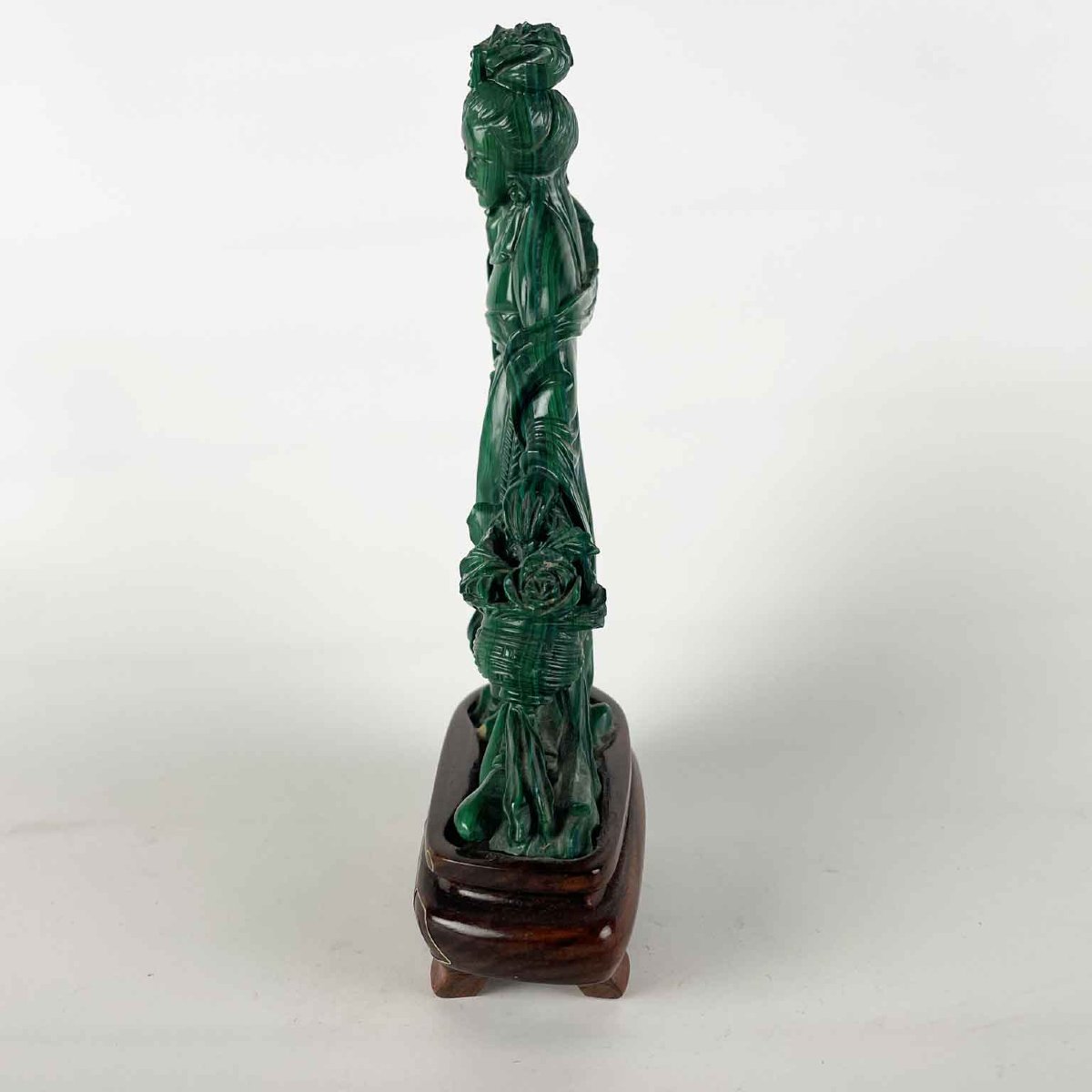 Chinese Woman Figure In Malachite With Flowers-photo-4