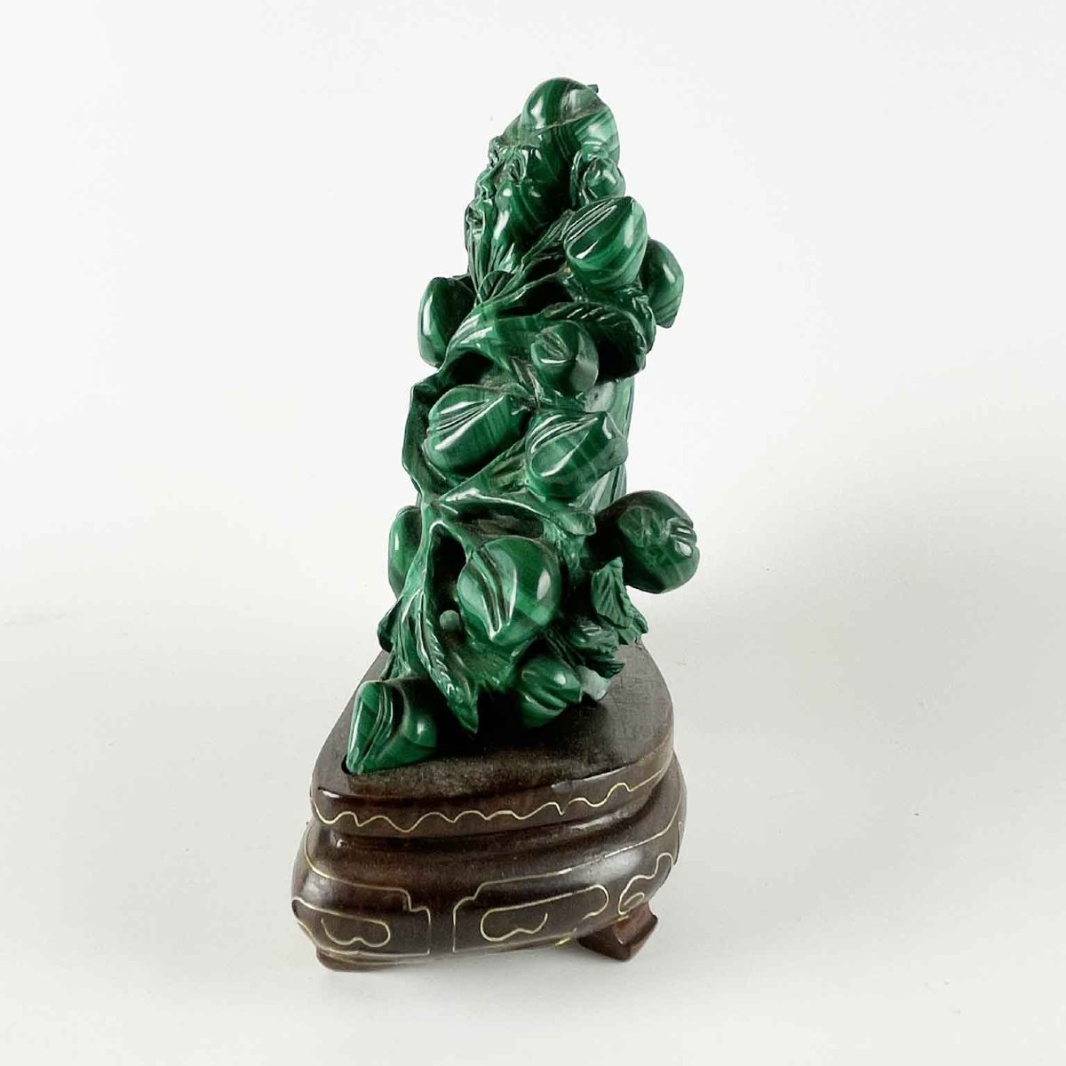 Figurine chinoise représentant un vieil homme sculptée dans de la malachite-photo-2