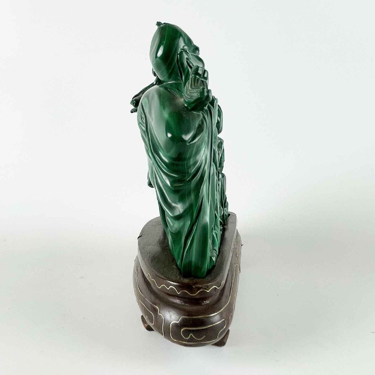 Figurine chinoise représentant un vieil homme sculptée dans de la malachite-photo-4