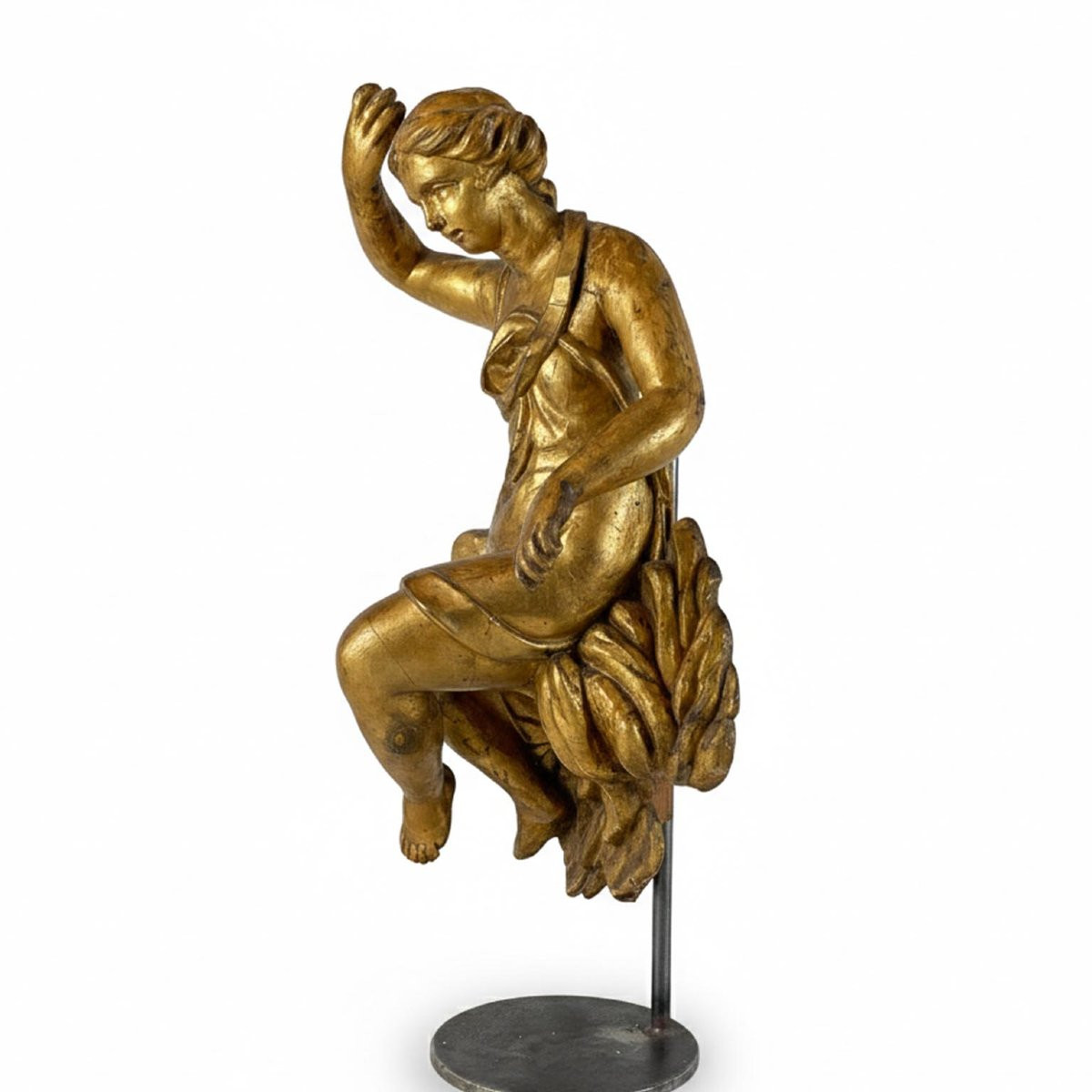 Baroque Carved And Gilded Diana Sculpture, 1600-photo-3