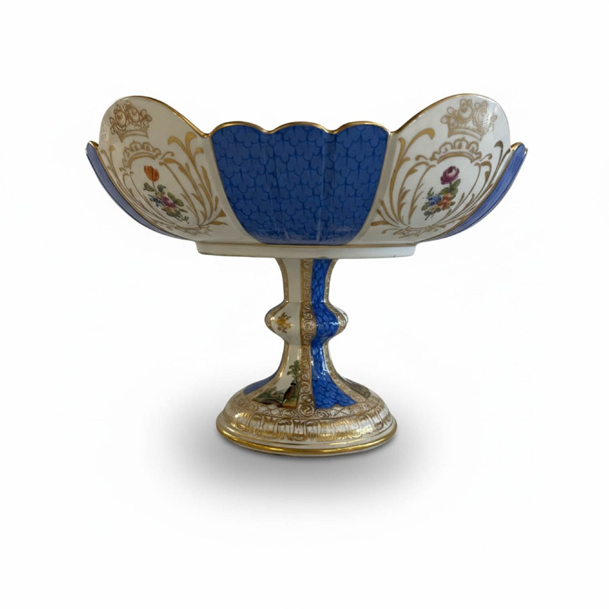 Trois étagères à fruits en porcelaine polychrome et or Meissen, 19ème-photo-8