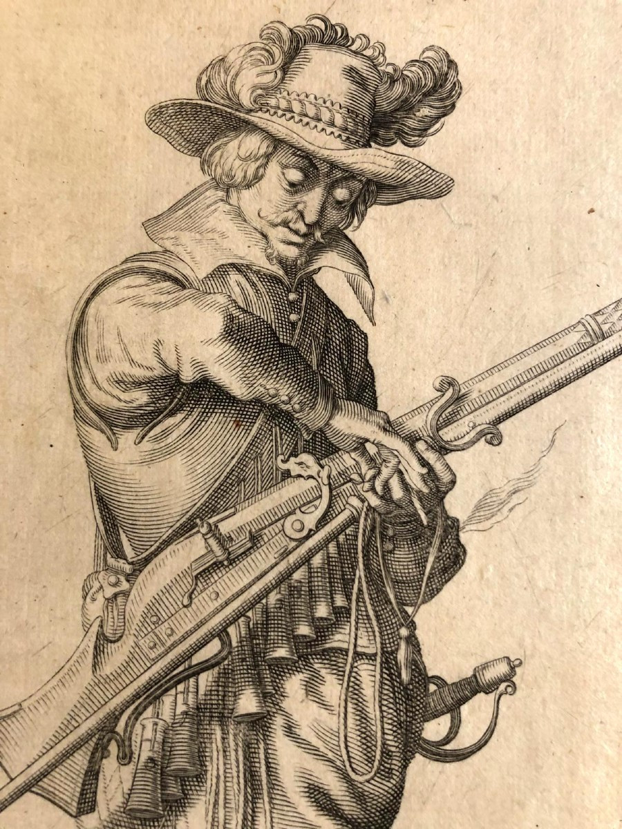 Jacob De Ghein Soldats Avec Armes Médiévales  Gravures à L'Eau-fort Série de Quatre 1607-photo-2