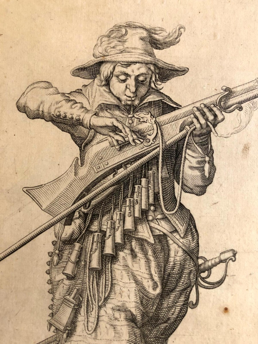 Jacob De Ghein Soldats Avec Armes Médiévales  Gravures à L'Eau-fort Série de Quatre 1607-photo-4