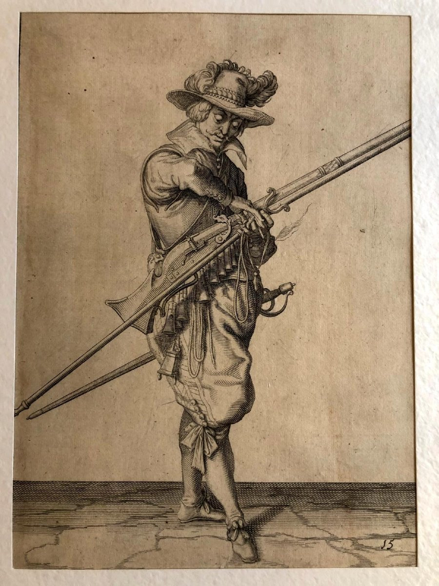Jacob De Ghein Soldats Avec Armes Médiévales  Gravures à L'Eau-fort Série de Quatre 1607-photo-3