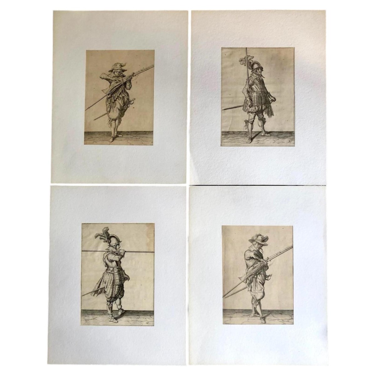 Jacob De Ghein Soldats Avec Armes Médiévales  Gravures à L'Eau-fort Série de Quatre 1607