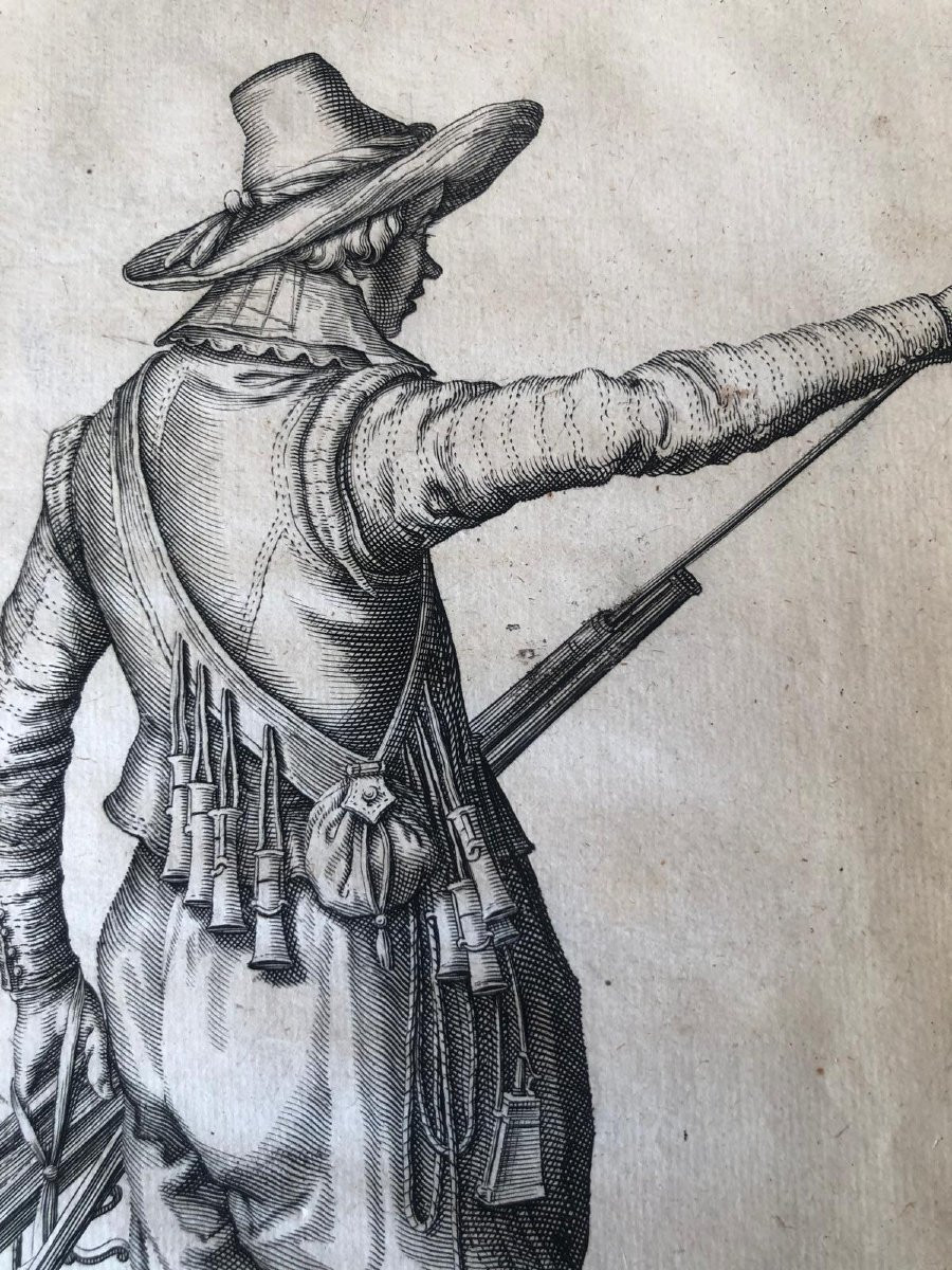 Jacob De Ghein Soldats Avec Armes Médiévales Gravures Flamand à L'Eau-fort Série de Quatre 1607-photo-2