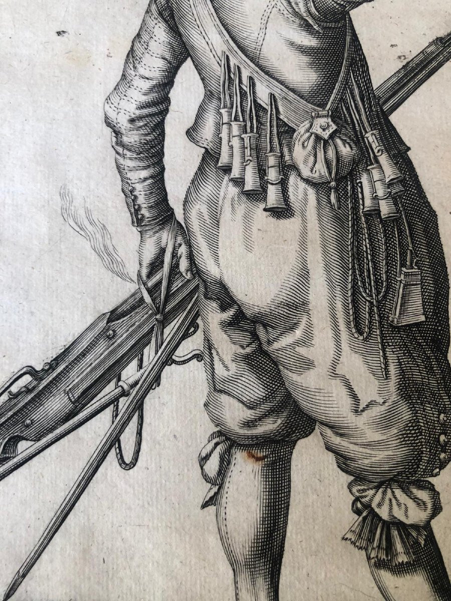 Jacob De Ghein Soldats Avec Armes Médiévales Gravures Flamand à L'Eau-fort Série de Quatre 1607-photo-3