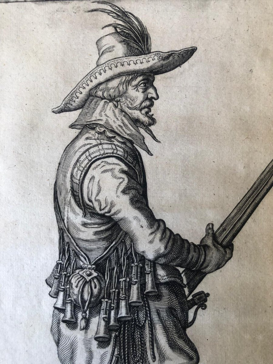 Jacob De Ghein Soldats Avec Armes Médiévales Gravures Flamand à L'Eau-fort Série de Quatre 1607-photo-4