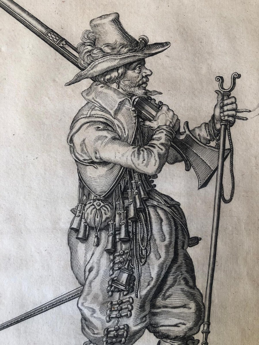 Jacob De Ghein Soldats Avec Armes Médiévales Gravures Flamand à L'Eau-fort Série de Quatre 1607-photo-7