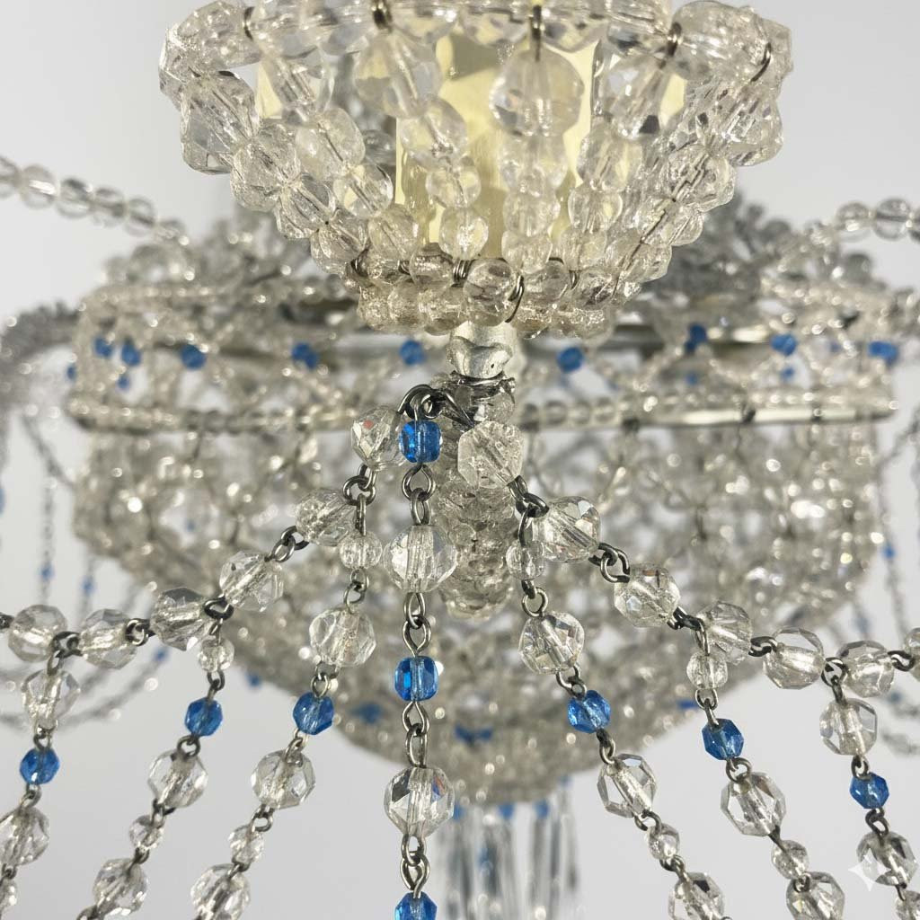 Beaded Crystal Seven Light Chandelier Made In Italy 1970s-photo-4